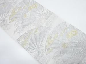 アンティーク　扇に荒波・草花模様織り出し袋帯（材料）